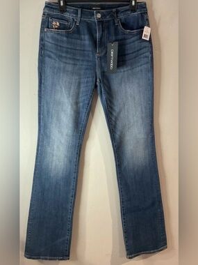 Driftwood Kelly Jeans Floral Embroidered Whiskered Bootcut Mid Wash Sz 29 NWT